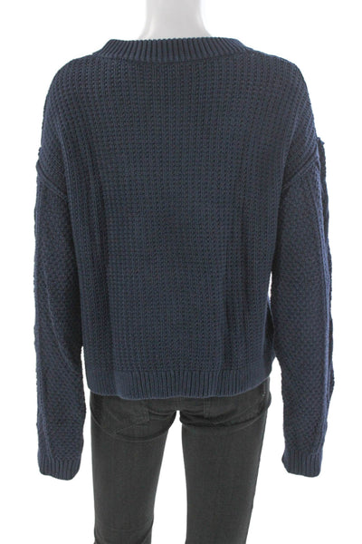 Quince Unisex Pullover Sweater Dark Blue 100% Organic Cotton Crew Neck Size M
