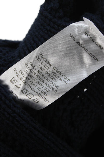 Quince Unisex Pullover Sweater Dark Blue 100% Organic Cotton Crew Neck Size M