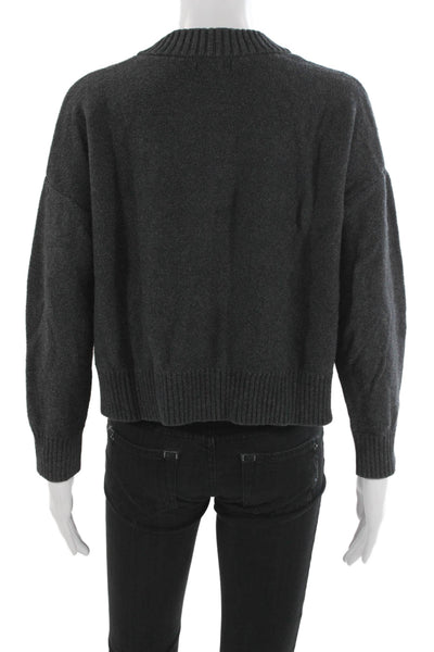 Quince Unisex Cardigan Dark Gray Organic Cotton Crewneck Button Size S