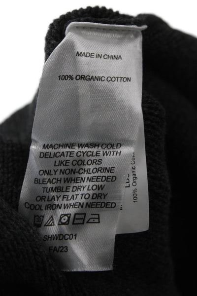 Quince Unisex Cardigan Dark Gray Organic Cotton Crewneck Button Size S