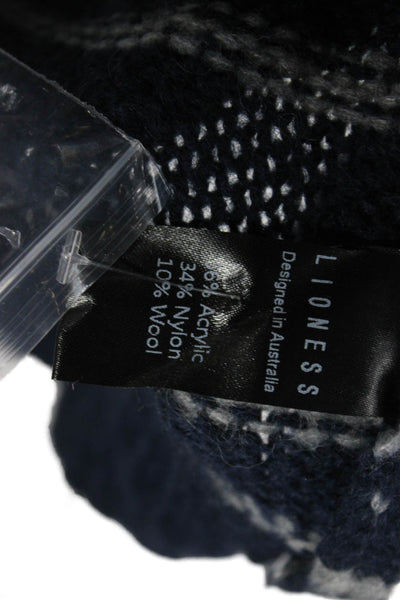 Lioness Unisex Striped Collared Button Pullover Sweater Dark Blue Size S