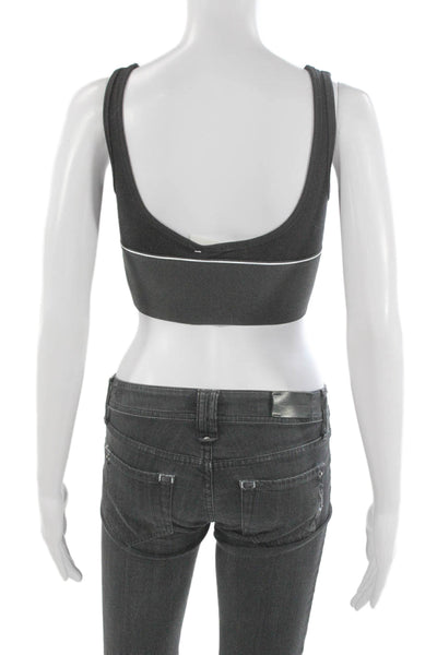 Alexander Wang Women Cropped Jersey Tank Black Graphic Print Round Neck Size S