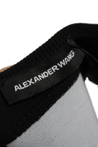 Alexander Wang Women Cropped Jersey Tank Black Graphic Print Round Neck Size S