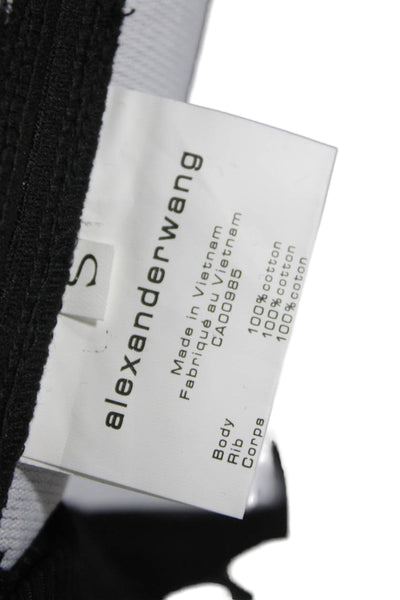 Alexander Wang Women Cropped Jersey Tank Black Graphic Print Round Neck Size S