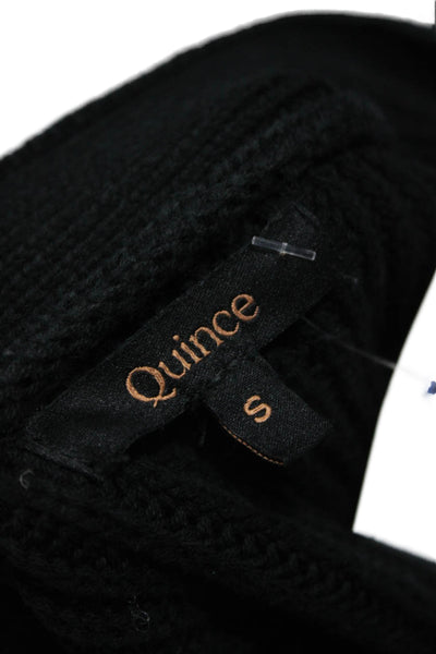 Quince Unisex Long Sleeve Cardigan Black V Neck Button Organic Cotton Size S