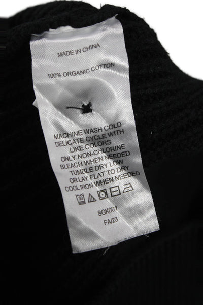 Quince Unisex Long Sleeve Cardigan Black V Neck Button Organic Cotton Size S