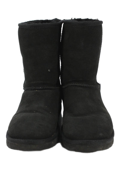 UGG Australia Womens Sheepskin Lining Classic Short Ankle Boots Black Size 6