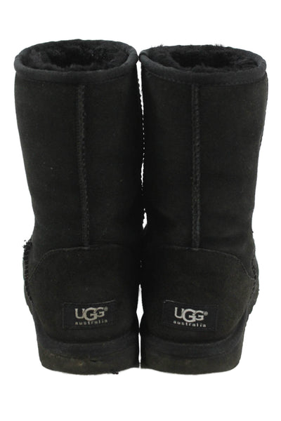 UGG Australia Womens Sheepskin Lining Classic Short Ankle Boots Black Size 6