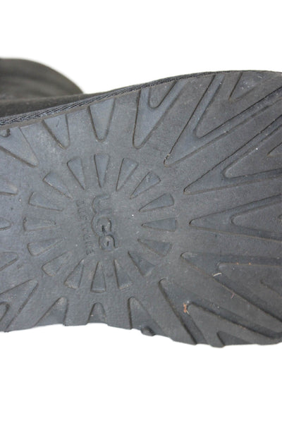 UGG Australia Womens Sheepskin Lining Classic Short Ankle Boots Black Size 6
