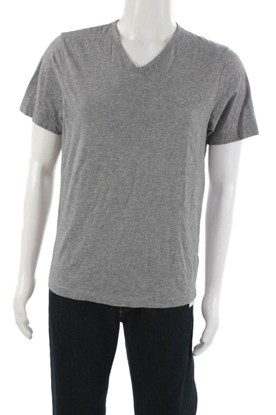 Theory Mens V-Neck Gray Pima Cotton Short Sleeve T-Shirt Size M
