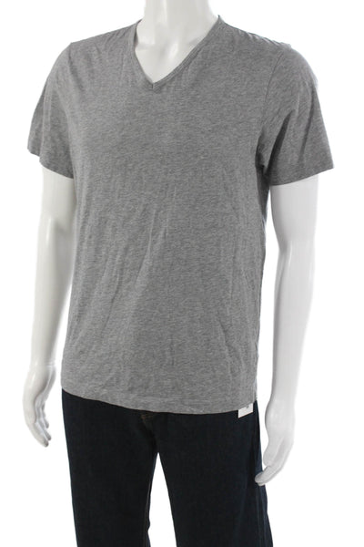 Theory Mens V-Neck Gray Pima Cotton Short Sleeve T-Shirt Size M