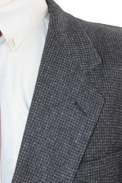 Hart Schaffner Marx Mens Dark Gray Virgin Wool Check Suit Jacket Size 44