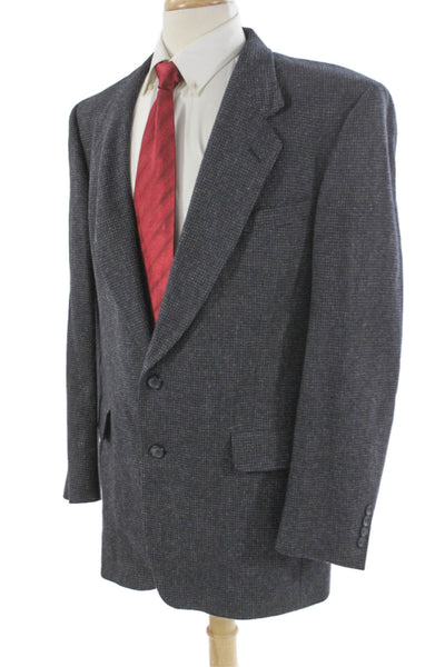 Hart Schaffner Marx Mens Dark Gray Virgin Wool Check Suit Jacket Size 44