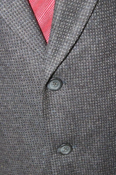 Hart Schaffner Marx Mens Dark Gray Virgin Wool Check Suit Jacket Size 44