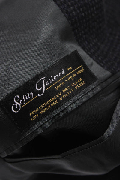 Hart Schaffner Marx Mens Dark Gray Virgin Wool Check Suit Jacket Size 44