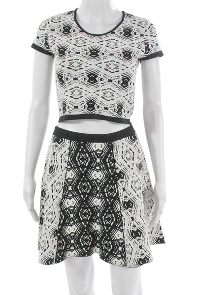 Parker Womens A-Line Skater Skirt Black Geometric Short Size S