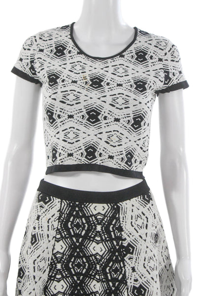Parker Womens A-Line Skater Skirt Black Geometric Short Size S