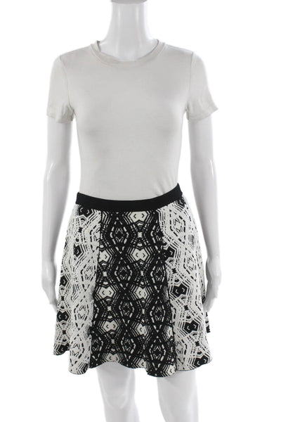 Parker Womens A-Line Skater Skirt Black Geometric Short Size S