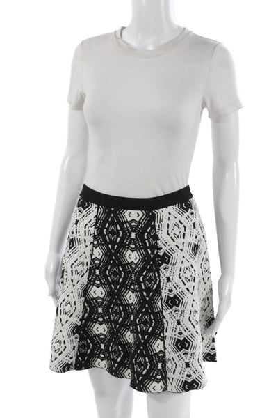 Parker Womens A-Line Skater Skirt Black Geometric Short Size S