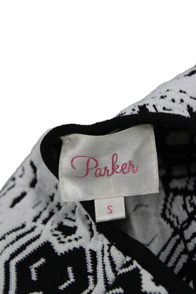 Parker Womens A-Line Skater Skirt Black Geometric Short Size S