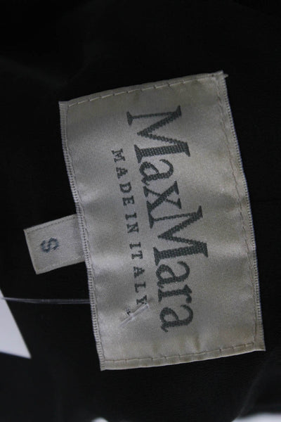 Max Mara Womens Black Trench Coat Wool Blend Collared Buckle Size S