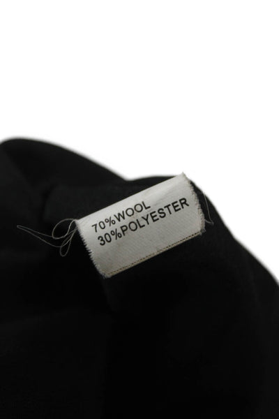 Max Mara Womens Black Trench Coat Wool Blend Collared Buckle Size S