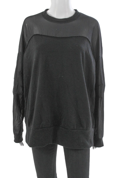 Alo Womens Black Crew Neck Long Sleeve Designer Sweatshirt Size XS