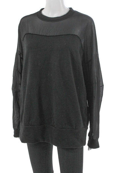 Alo Womens Black Crew Neck Long Sleeve Designer Sweatshirt Size XS