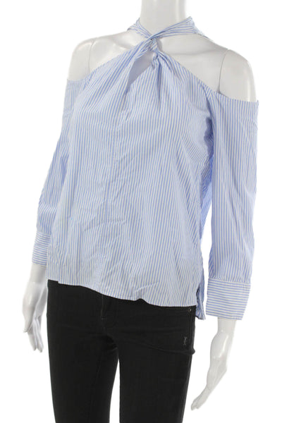 Rag & Bone Women Light Blue Striped 3/4 Sleeve Cotton Blouse Size XS