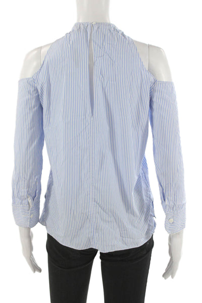 Rag & Bone Women Light Blue Striped 3/4 Sleeve Cotton Blouse Size XS