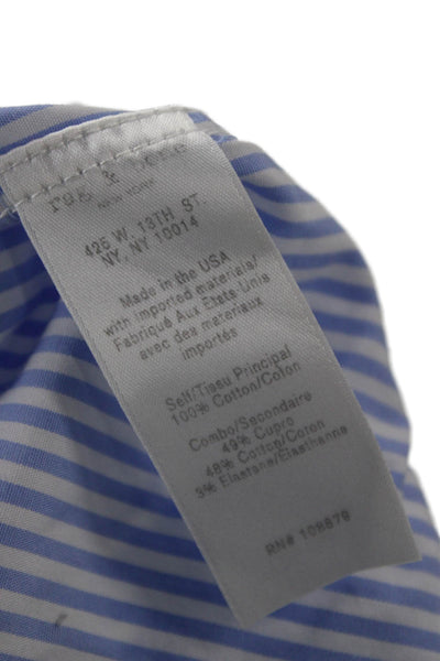 Rag & Bone Women Light Blue Striped 3/4 Sleeve Cotton Blouse Size XS