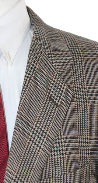 Brooks Brothers Mens 100% Wool Plaid Sport Coat Brown Button Size 40