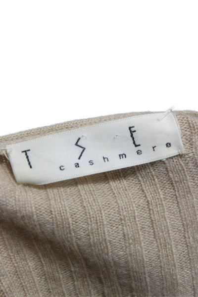 Tse Women Cardigan Striped V-Neck Knit Long Sleeve Beige Size S