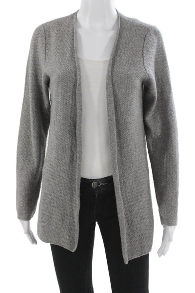 Sutton Studio Womens Gray Knit Open Front Cardigan Long Sleeve Size PS