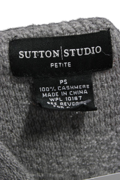 Sutton Studio Womens Gray Knit Open Front Cardigan Long Sleeve Size PS
