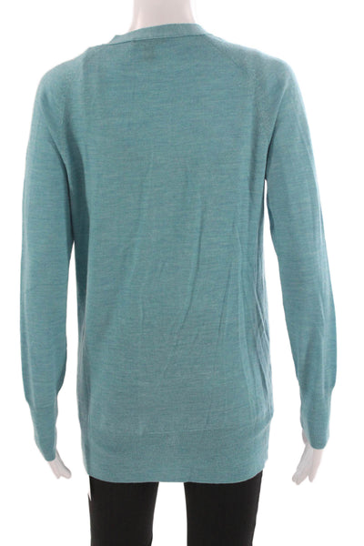 J Crew Womens Light Blue Merino Wool V Neck Button Cardigan Sweater Size S