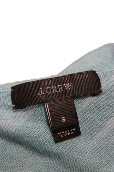 J Crew Womens Light Blue Merino Wool V Neck Button Cardigan Sweater Size S