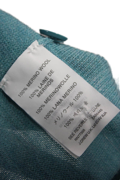 J Crew Womens Light Blue Merino Wool V Neck Button Cardigan Sweater Size S