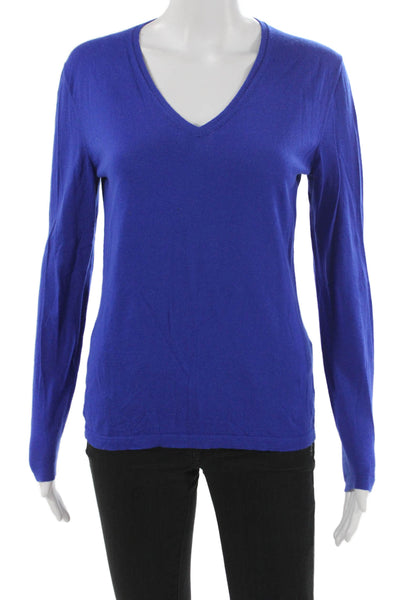 Lafayette 148 New York Womens V-Neck 100% Wool Pullover Sweater Blue Size S