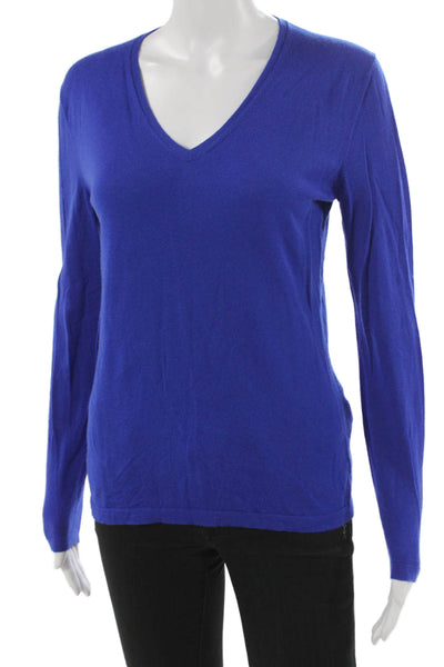 Lafayette 148 New York Womens V-Neck 100% Wool Pullover Sweater Blue Size S