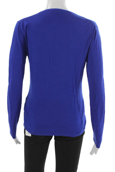 Lafayette 148 New York Womens V-Neck 100% Wool Pullover Sweater Blue Size S