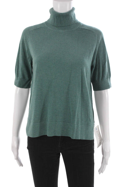 Everlane Womens Green Wool Blend Turtleneck Short Sleeve Sweater Size S