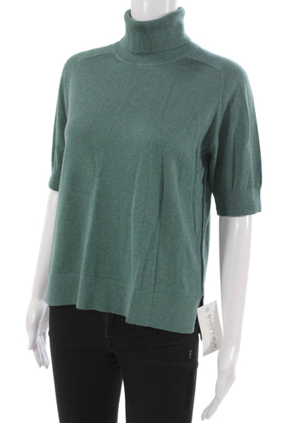 Everlane Womens Green Wool Blend Turtleneck Short Sleeve Sweater Size S