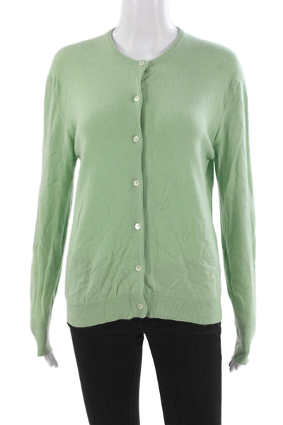 Tse Womens Cashmere Cardigan Green Long Sleeve Round Neck Size M