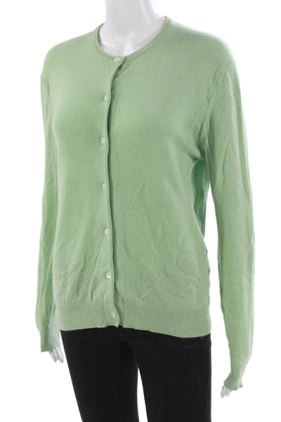 Tse Womens Cashmere Cardigan Green Long Sleeve Round Neck Size M