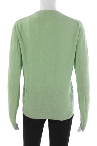 Tse Womens Cashmere Cardigan Green Long Sleeve Round Neck Size M