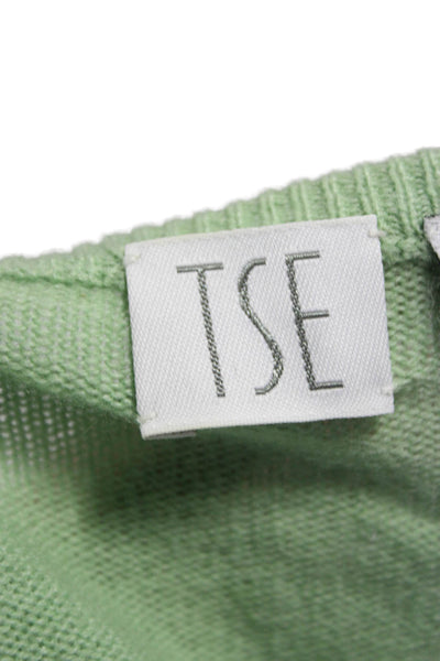 Tse Womens Cashmere Cardigan Green Long Sleeve Round Neck Size M