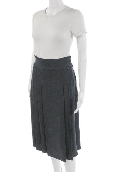 Zara Womens Pleated Midi Skirt Gray Polyester Lace Up Size XS