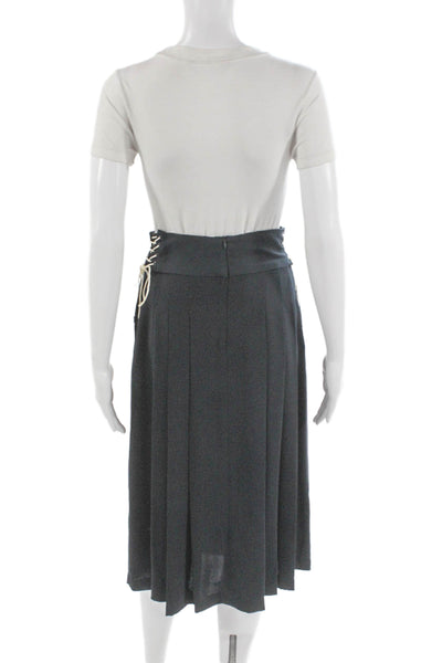 Zara Womens Pleated Midi Skirt Gray Polyester Lace Up Size XS