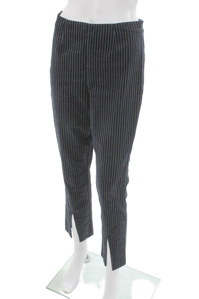 Frame Womens Cropped Dress Pants Dark Blue Striped Zip 98% Cotton Size 2